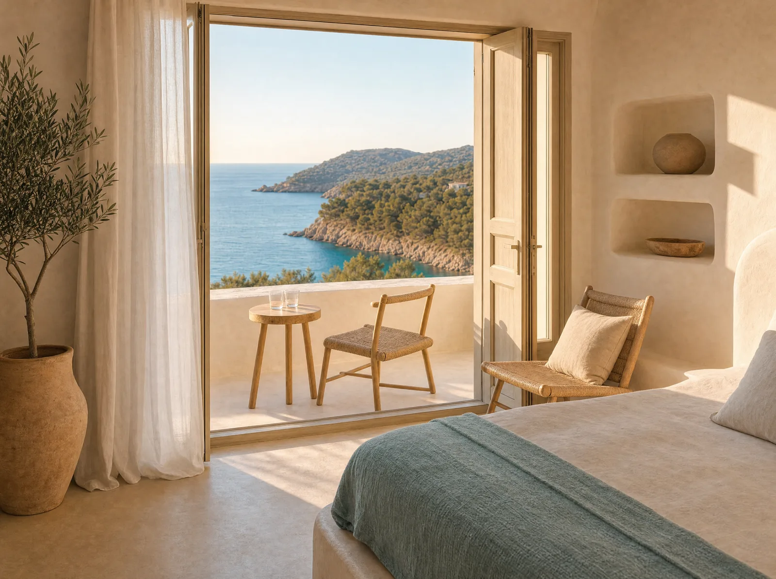 Stone Suite with natural stone wall and olive tree